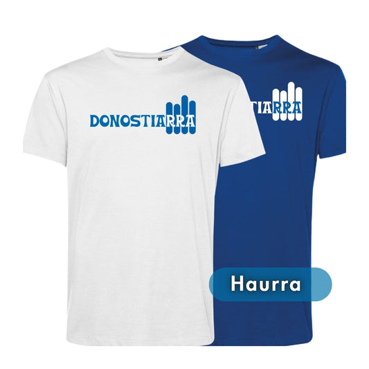 Camiseta Laukale manga corta blanca o azul. Haurrak/Niños